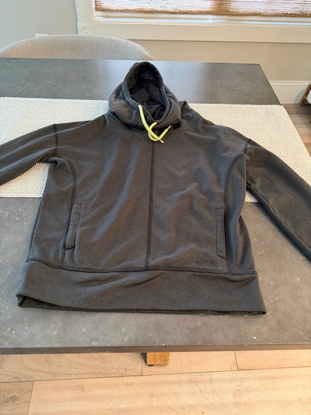 The North Face Black Hoodie with Yellow and Purple Trim